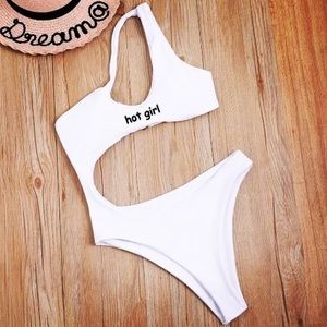 One Shoulder White One Piece BN Couture Swimwear Womens S Pack 2 New
